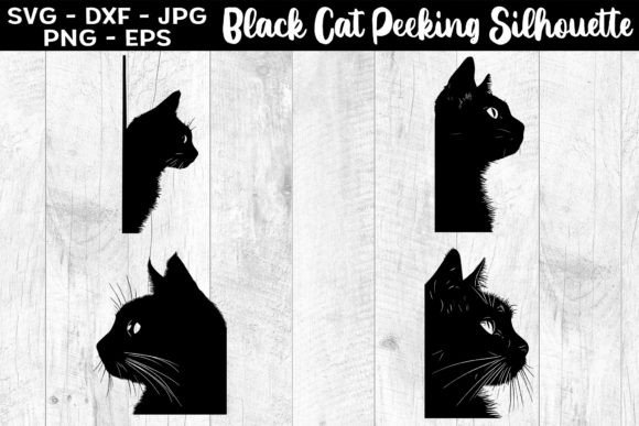 Black Cat Peeking Silhouettes SVG EPS Review