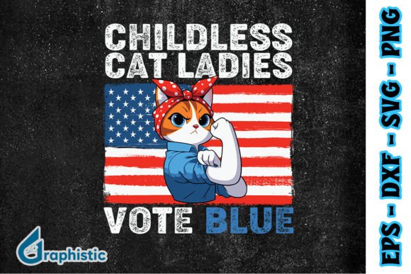 Blue Vintage Childless Cat Ladies SVG Review