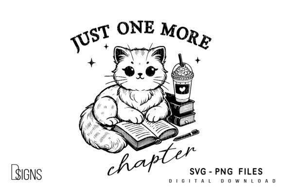Cat Book Svg Png Just One More Chapter Review
