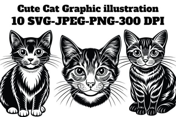 Cute Cat Graphic Illustration Svg, Png Review