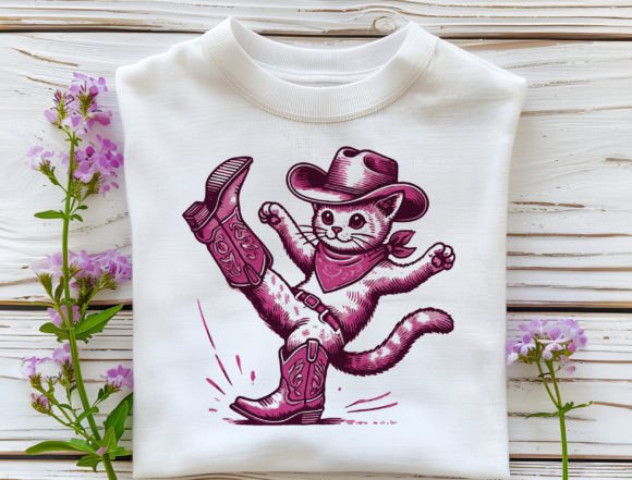 Cute Cowboy Cat Png for Embroidery Projects