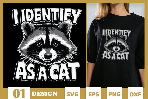 I Identify As a Cat Funny Raccoon SVG
