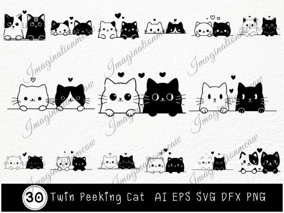 Twin Peeking Cat Cartoon Bundle Svg Review